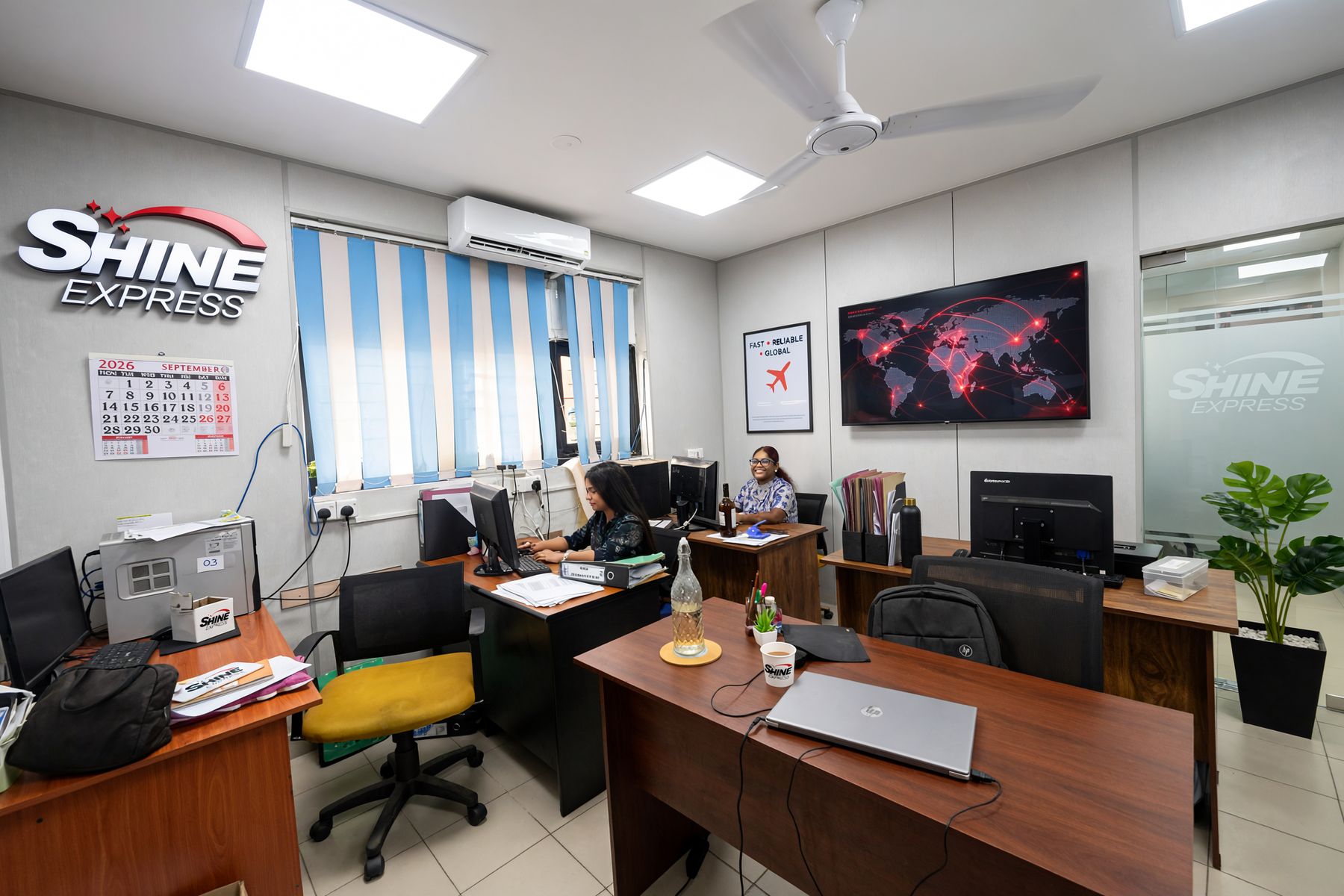 Inside the Shine Express office — the team coordinating global shipments